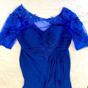 Royal blue maxi mother of bride dress. Brand new. Never worn. Size 16